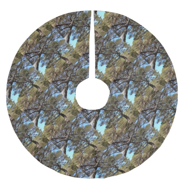Tangled Branches Of Pine Trees Bizarre Perspective Brushed Polyester Tree Skirt (Front)
