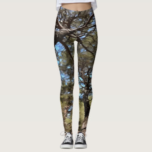 Tangled Branches Of Pine Trees Bizarre Perspective Leggings