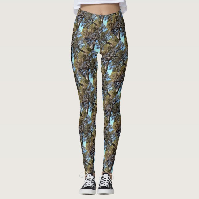 Tangled Branches Of Pine Trees Bizarre Perspective Leggings (Front)