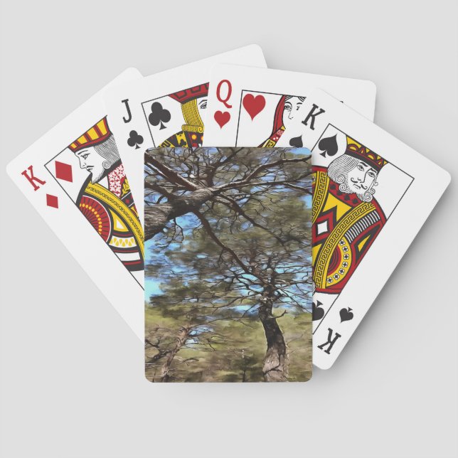 Tangled Branches Of Pine Trees Bizarre Perspective Playing Cards (Back)