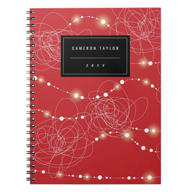 Tangled Bright Christmas Fairy Lights Glow Holiday Spiral Notebook (Front)
