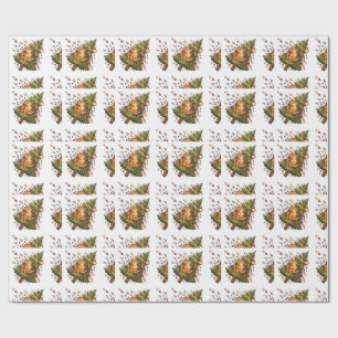 Tangled Cat in Christmas Tree Holiday Art Wrapping Paper