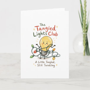 Tangled Christmas Lights Watercolor Card