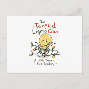 Tangled Christmas Lights Watercolor Postcard