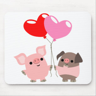 Tangled Hearts (Cartoon Pigs) mousepad