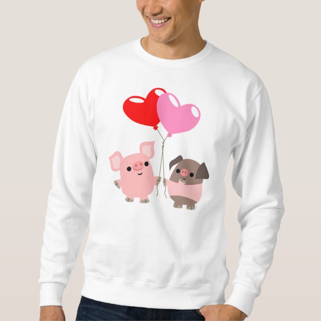 Tangled Hearts (Cartoon Pigs) T-shirt Sweatshirt (Front)