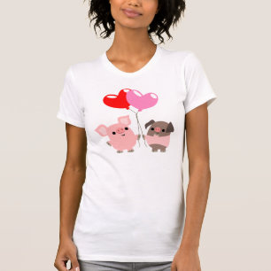 Tangled Hearts (Cartoon Pigs) Women T-shirt