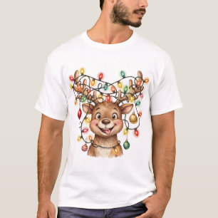 Tangled Reindeer Christmas Lights T-Shirt