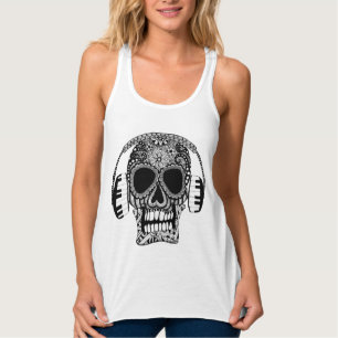 Tangled Skull with Headphones Tank Top