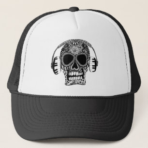 Tangled Skull with Headphones Trucker Hat