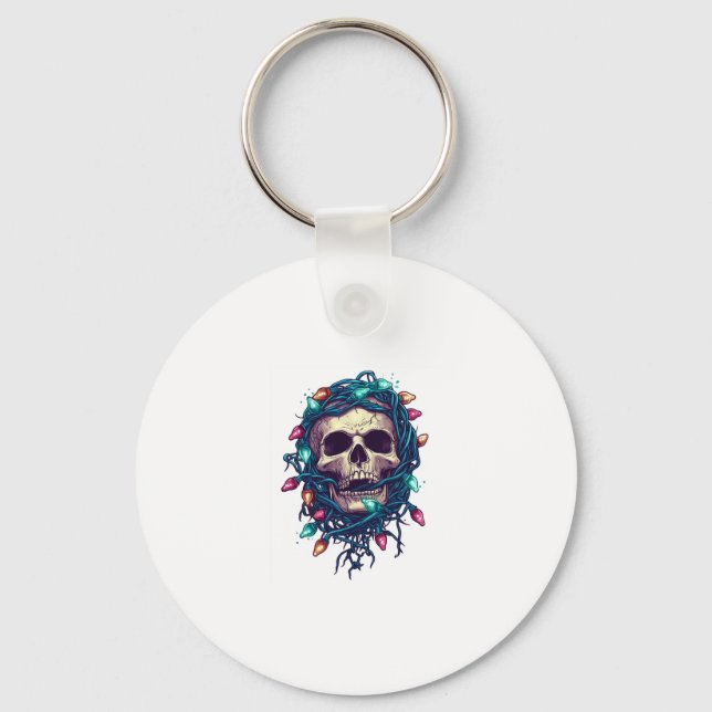 Tangled Skullmas � Funny Xmas Skeleton Key Ring (Front)
