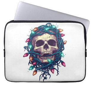 Tangled Skullmas � Funny Xmas Skeleton Laptop Sleeve