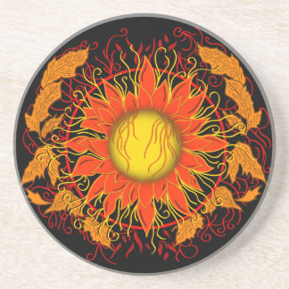 Tangled Sun, Sunshine Abstract Art Coaster