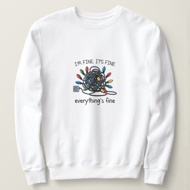 Tangled Up Christmas Lights Card Sweatshirt (Design Front)