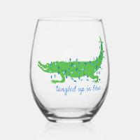 Tangled up in Blue Stemless Wine Glass