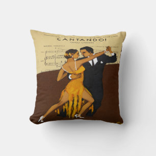 Tango Dance Couple Vintage Poster Print Cushion
