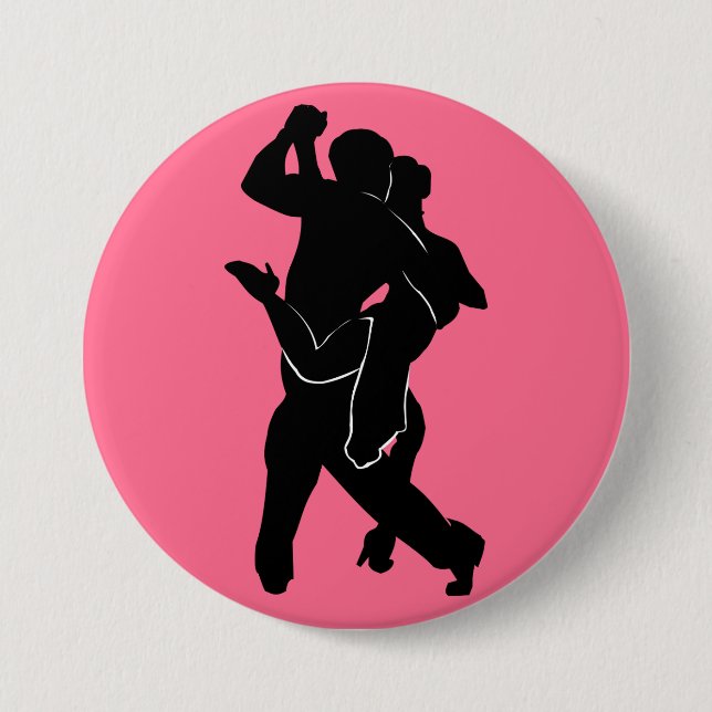 Tango Dancer Couple Pink Button - Your Colour (Front)