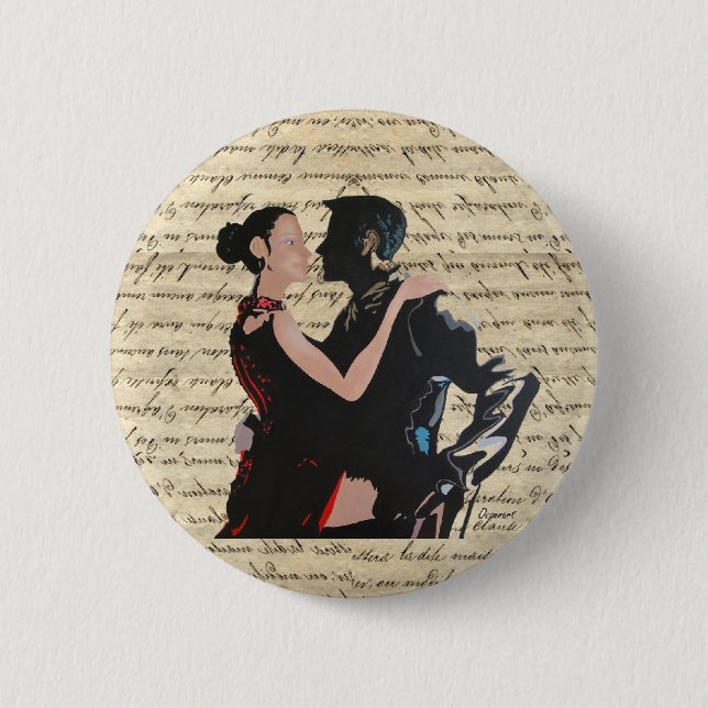 Tango dancers 6 cm round badge (Front)