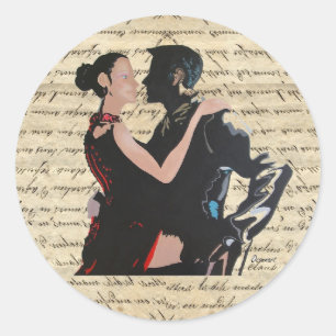Tango dancers classic round sticker