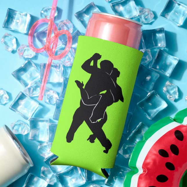 Tango Dancers neon Green Can Cooler Choose Colours (In Situ Summer)