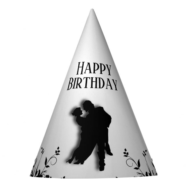 Tango Dancers Silhouette 1 Birthday Party Hat (Front)