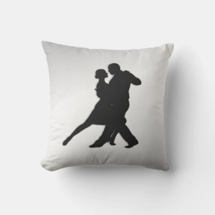 Tango Dancers Silhouette 2 Silver Cushion