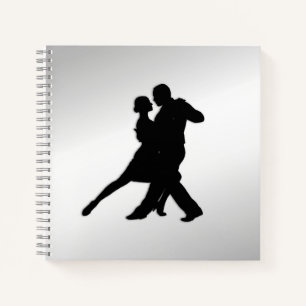 Tango Dancers Silhouette 2 Silver Notebook