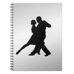 Tango Dancers Silhouette 2 Silver Notebook