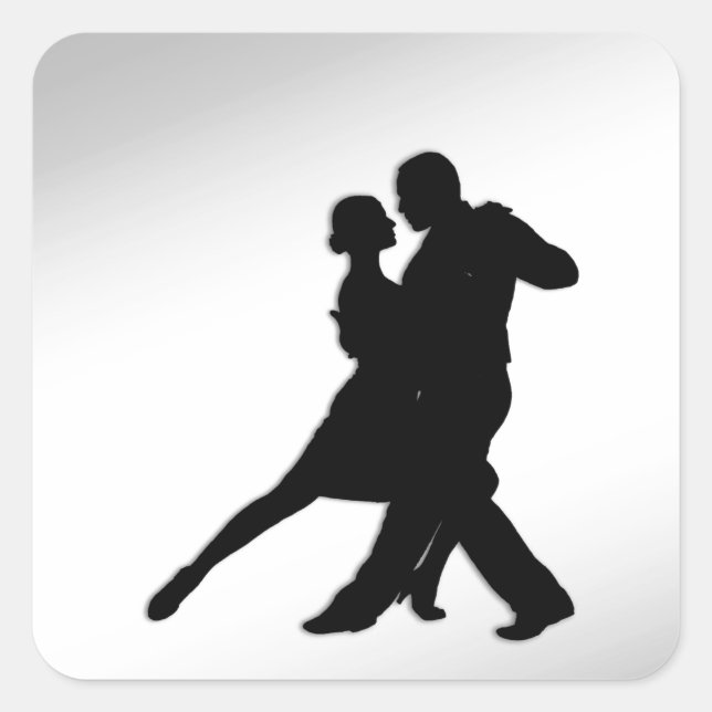 Tango Dancers Silhouette Square Sticker (Front)