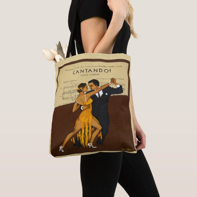 Tango Dancers Vintage Poster Print Tote Bag (Close Up)
