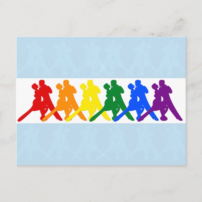 Tango dancing couples rainbow colours postcard (Front)