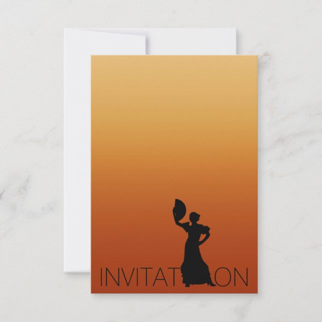 Tango Flamenco Latin Dance Party Brown Ombre Invitation (Front)