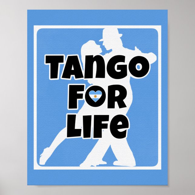Tango for Life Blue Argentina Heart Couple Poster (Front)