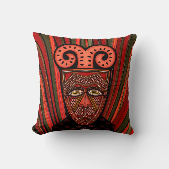 Tango Khȃmé Tribal Mask Cushion (Front)