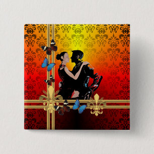 Tango on damask 15 cm square badge