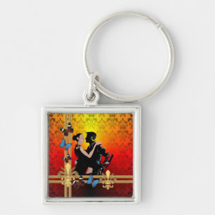 Tango on damask key ring
