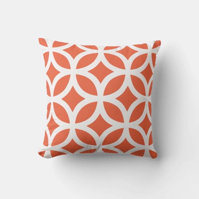 Tango Orange Geometric Pattern Outdoor Pillows (Front)