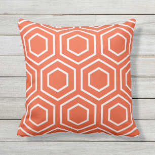 Tango Orange Geometric Pattern Outdoor Pillows
