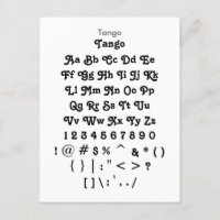 Tango - Zazzle Font Sample Sheet