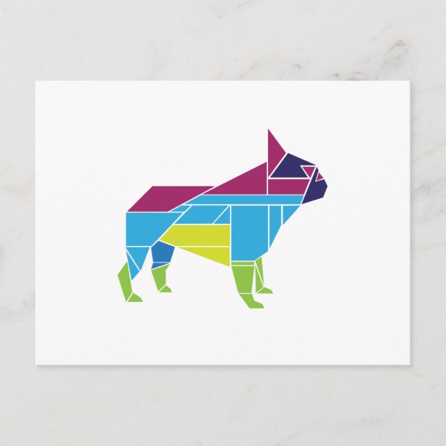 Tangram Frenchie, Multicolored Postcard (Front)