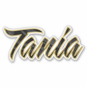 Tania black gold lettering sticker