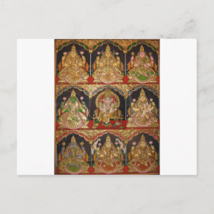 TANJORE PAINTING ASHTALAKSHMI SOUTH INDIA POSTCARD