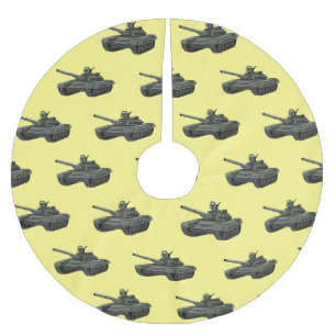Tank cartoon illustration brushed polyester tree skirt