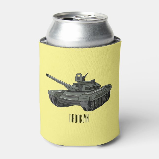 Tank cartoon illustration can cooler (Can Front)