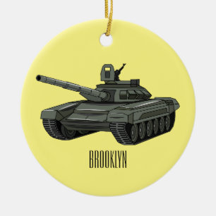 Tank cartoon illustration ceramic tree decoration