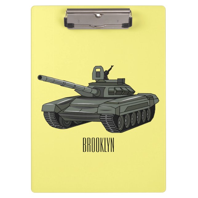 Tank cartoon illustration clipboard (Front)