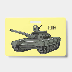 Tank cartoon illustration ID badge
