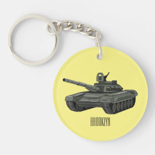 Tank cartoon illustration key ring