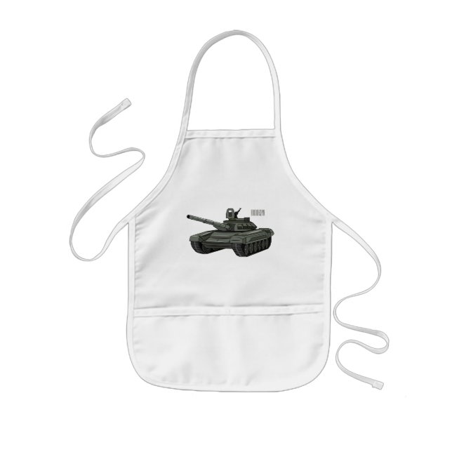 Tank cartoon illustration kids apron (Front)