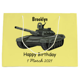 Tank cartoon illustration large gift bag